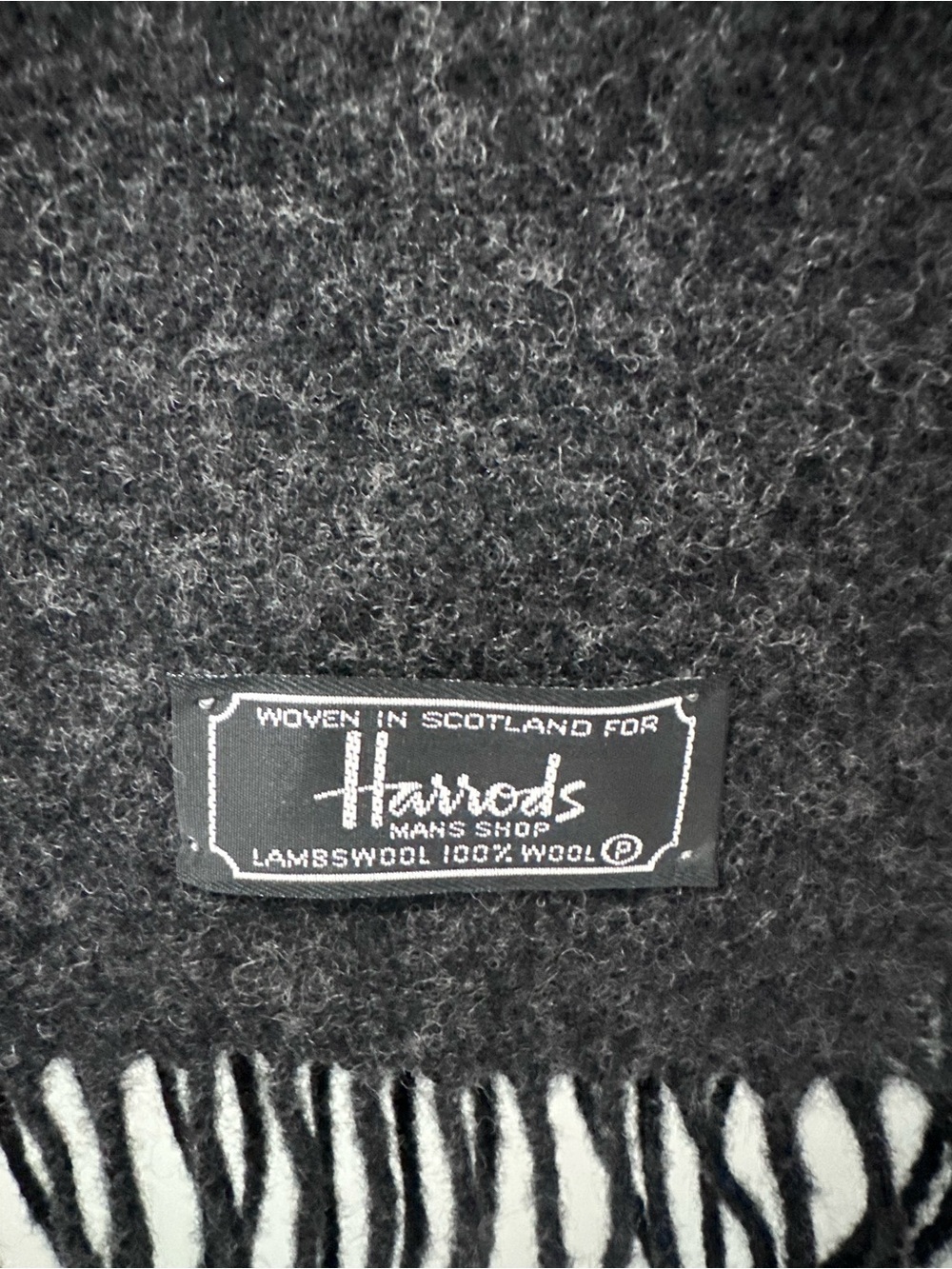 Harrods Dark Charcoal Wool Scarf